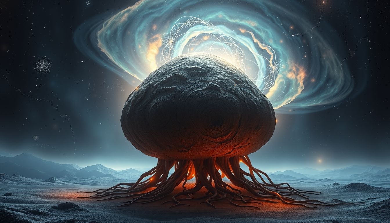 La butte de terre symbolise ancrage profond et force intérieure.