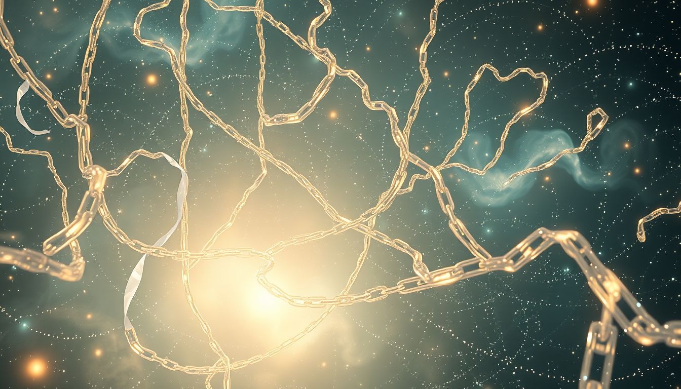 Les chaînes symbolisent à la fois oppression et quête de liberté intérieure.