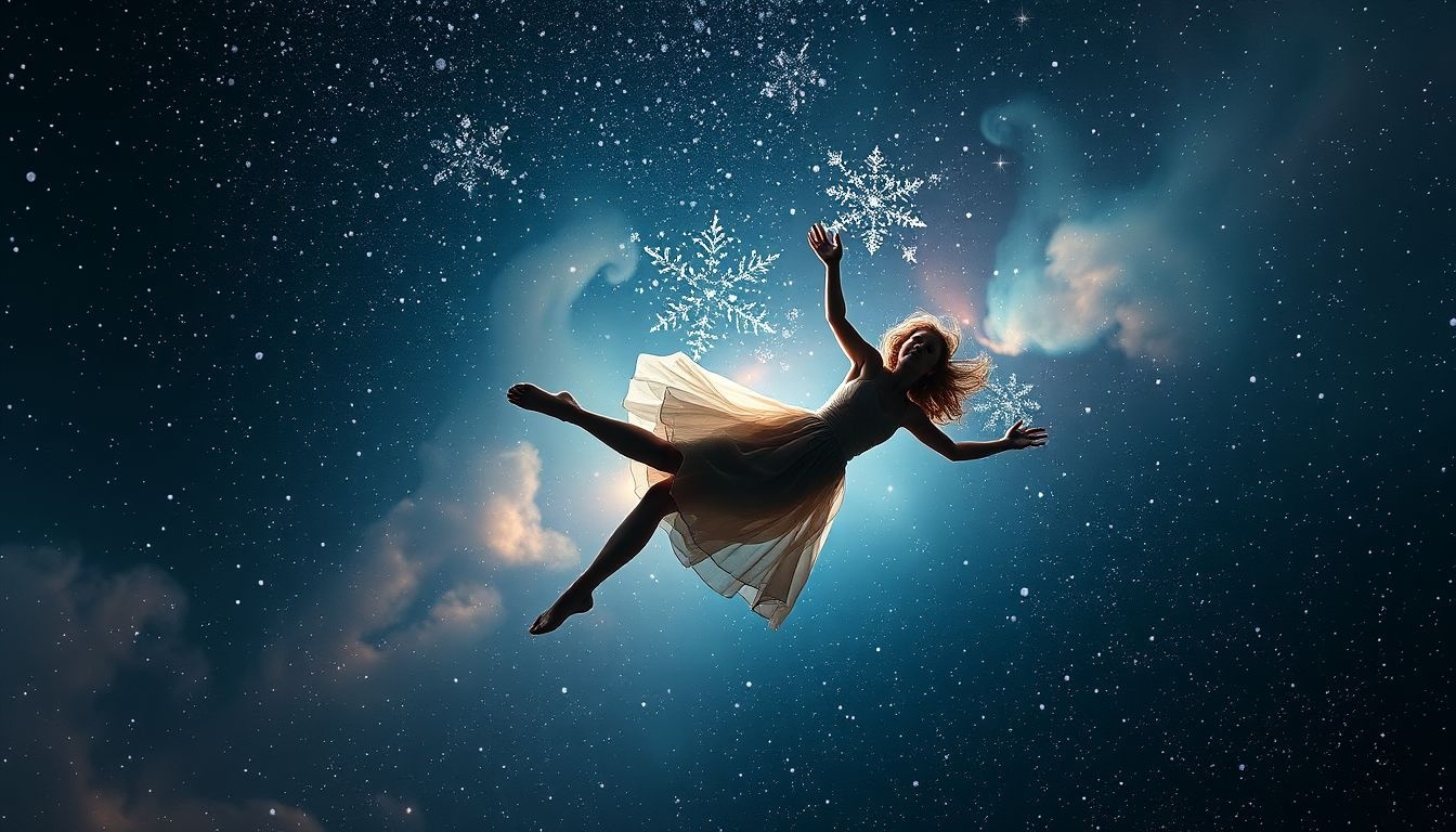 La chute dans la neige symbolise fragilité et besoin de réconfort immédiat.