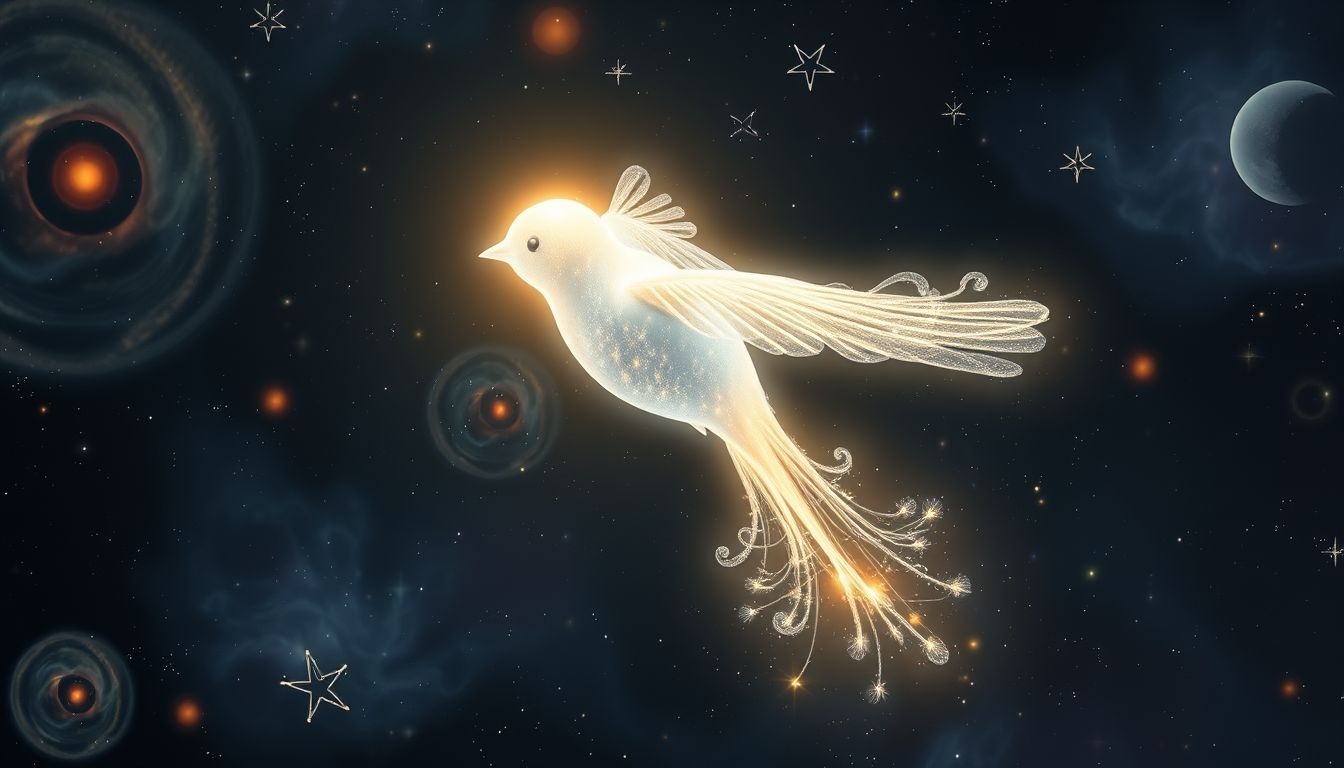 Le matinet symbolise souvent un guide entre deux mondes spirituels.