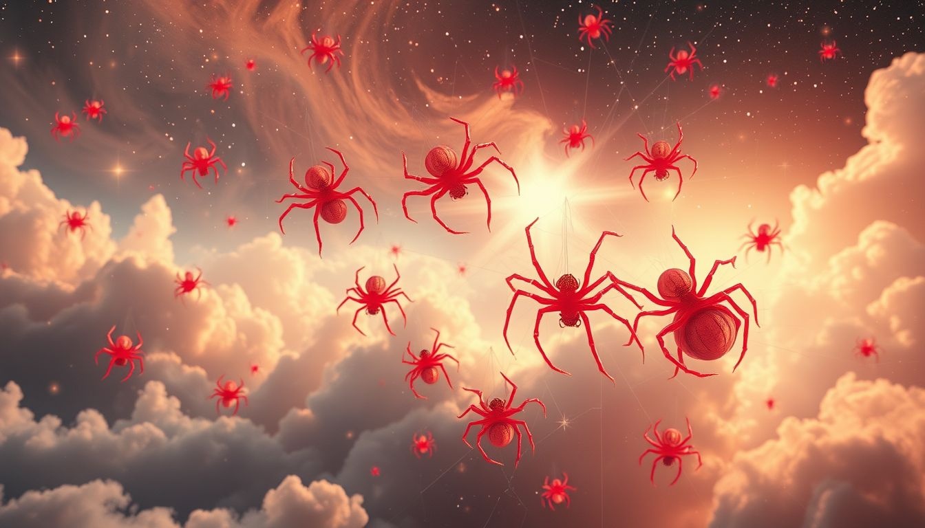 Rêver d'araignées rouges symbolise irritation et prolifération nuisible.
