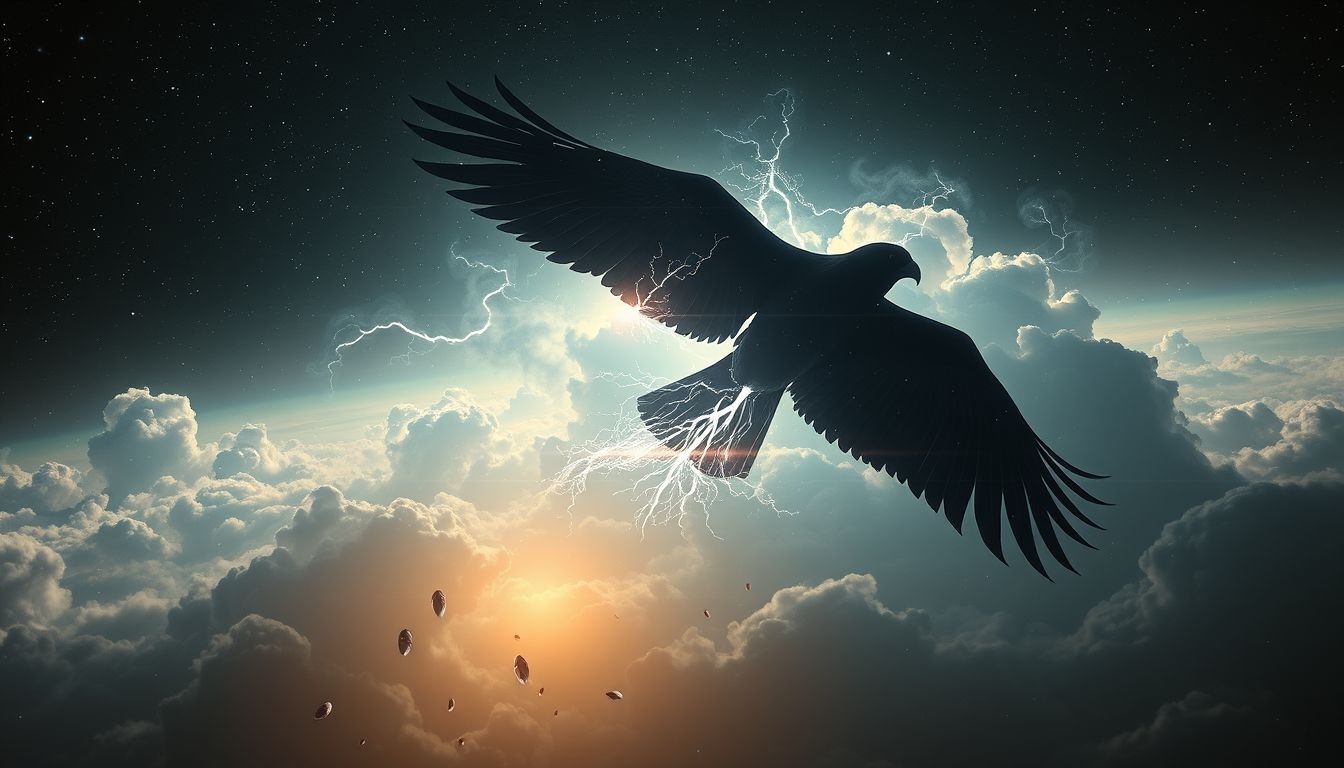 Rêver d'oiseau-tonnerre symbolise pouvoir, liberté et vision unique.