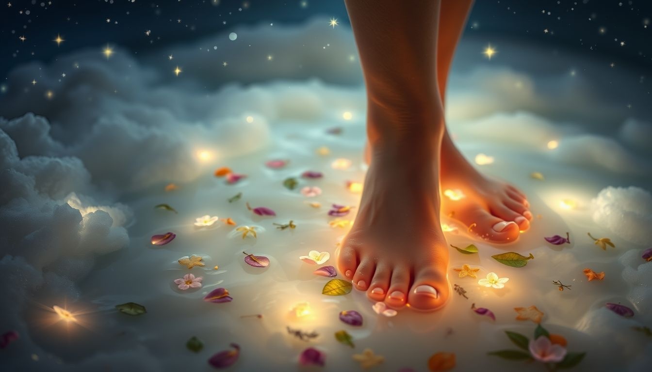 Rêver d'un bain de pieds aux herbes symbolise guérison et harmonie naturelle.