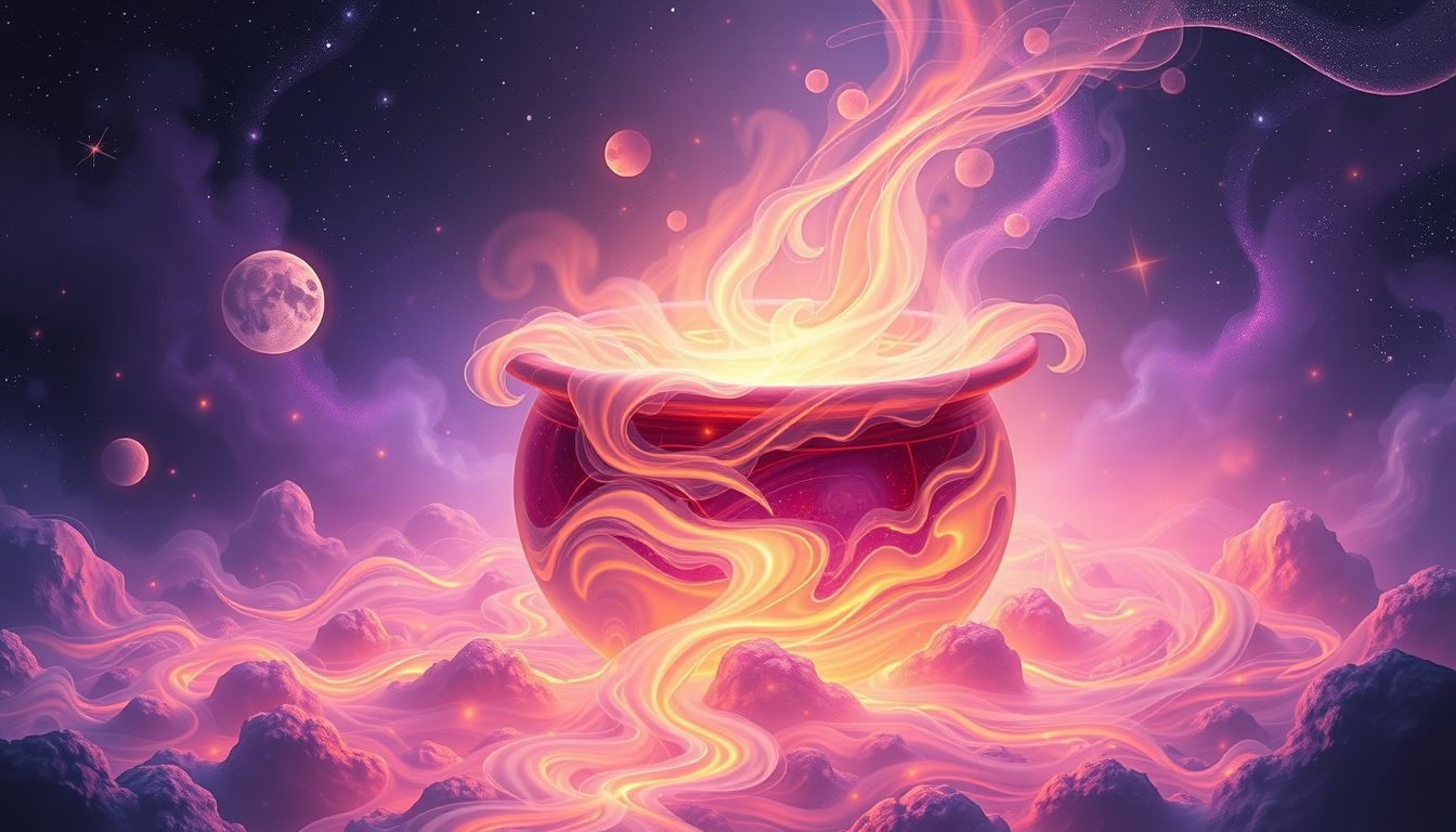 Rêver d’un chaudron bouillant symbolise une transformation émotionnelle profonde.