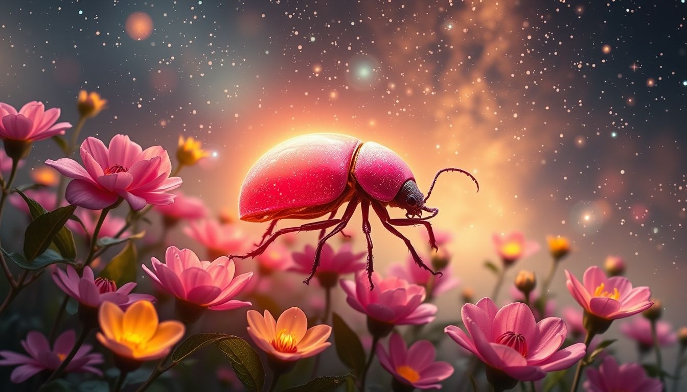 Rêver d’un hanneton rose symbolise souvent prospérité et renaissance.