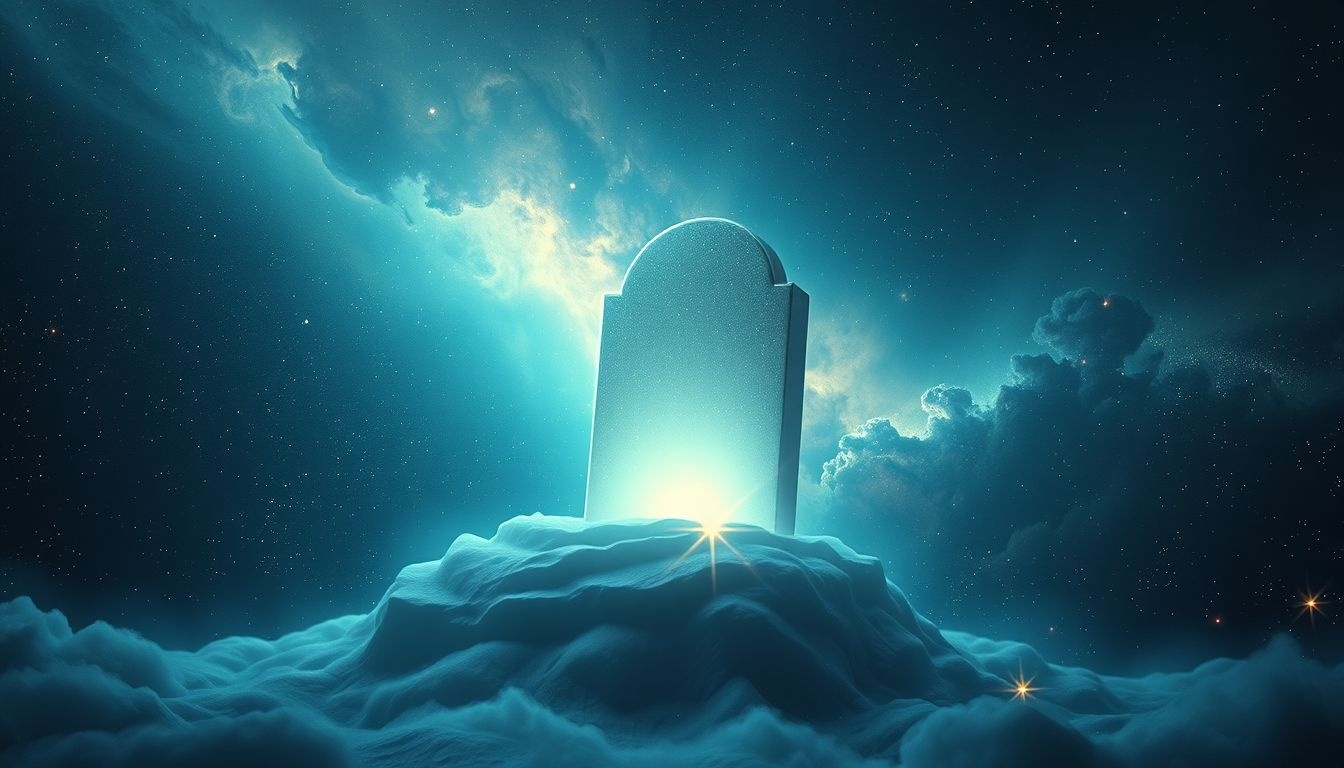Une pierre tombale vide symbolise souvent une incertitude intérieure profonde.