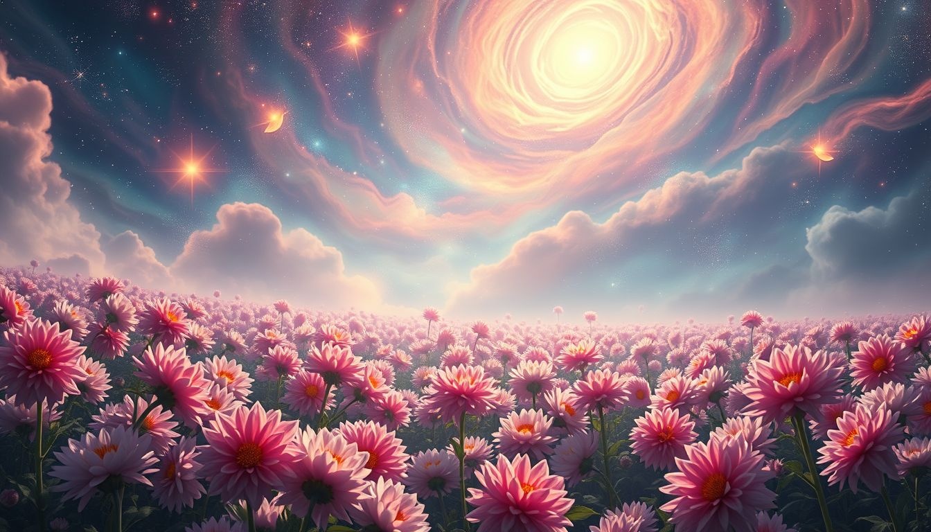 Rêver de champs de dahlias symbolise richesse et succès durable.