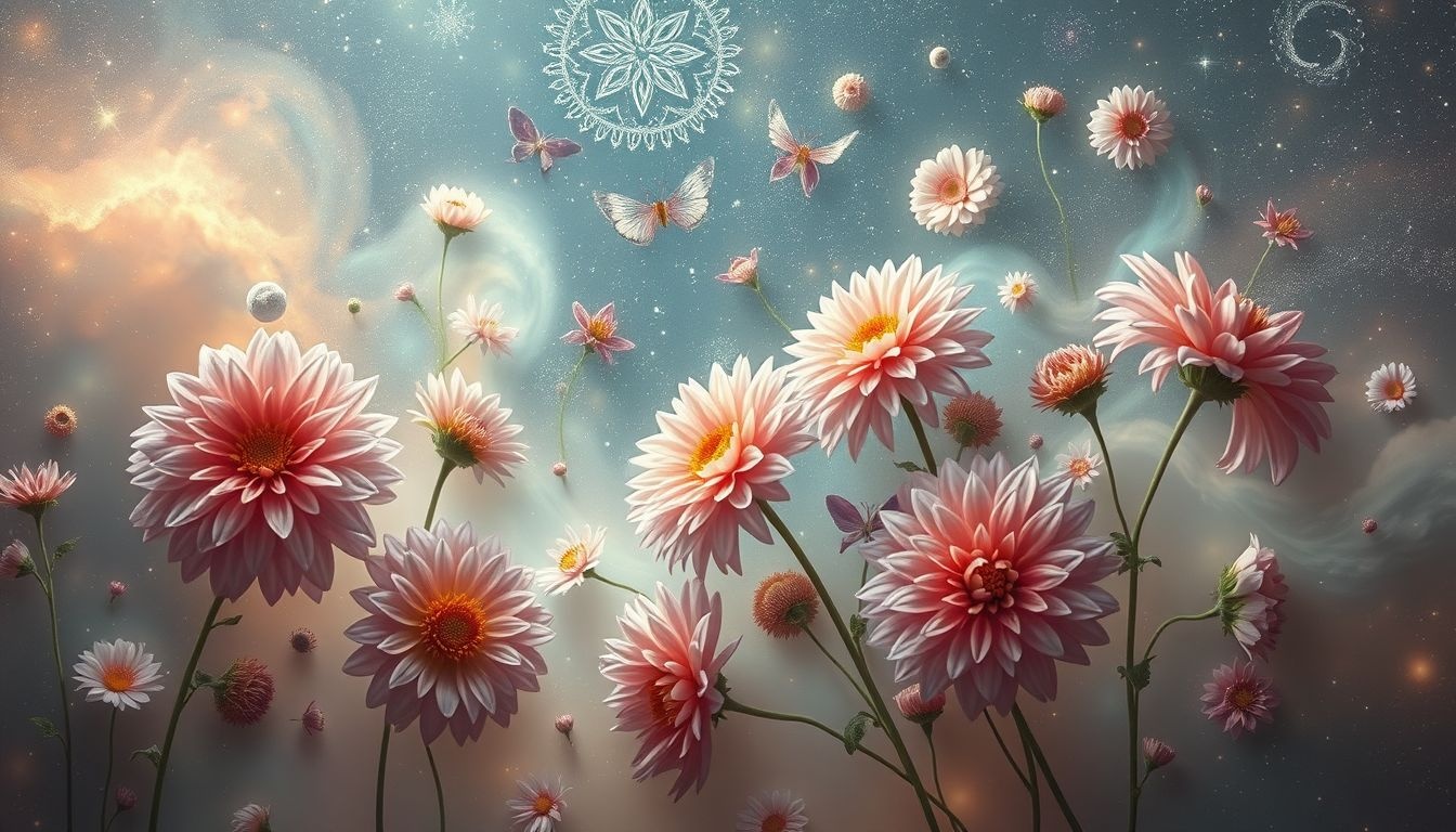 Rêver de dahlias symbolise souvent élégance, mystère et transformation intérieure.