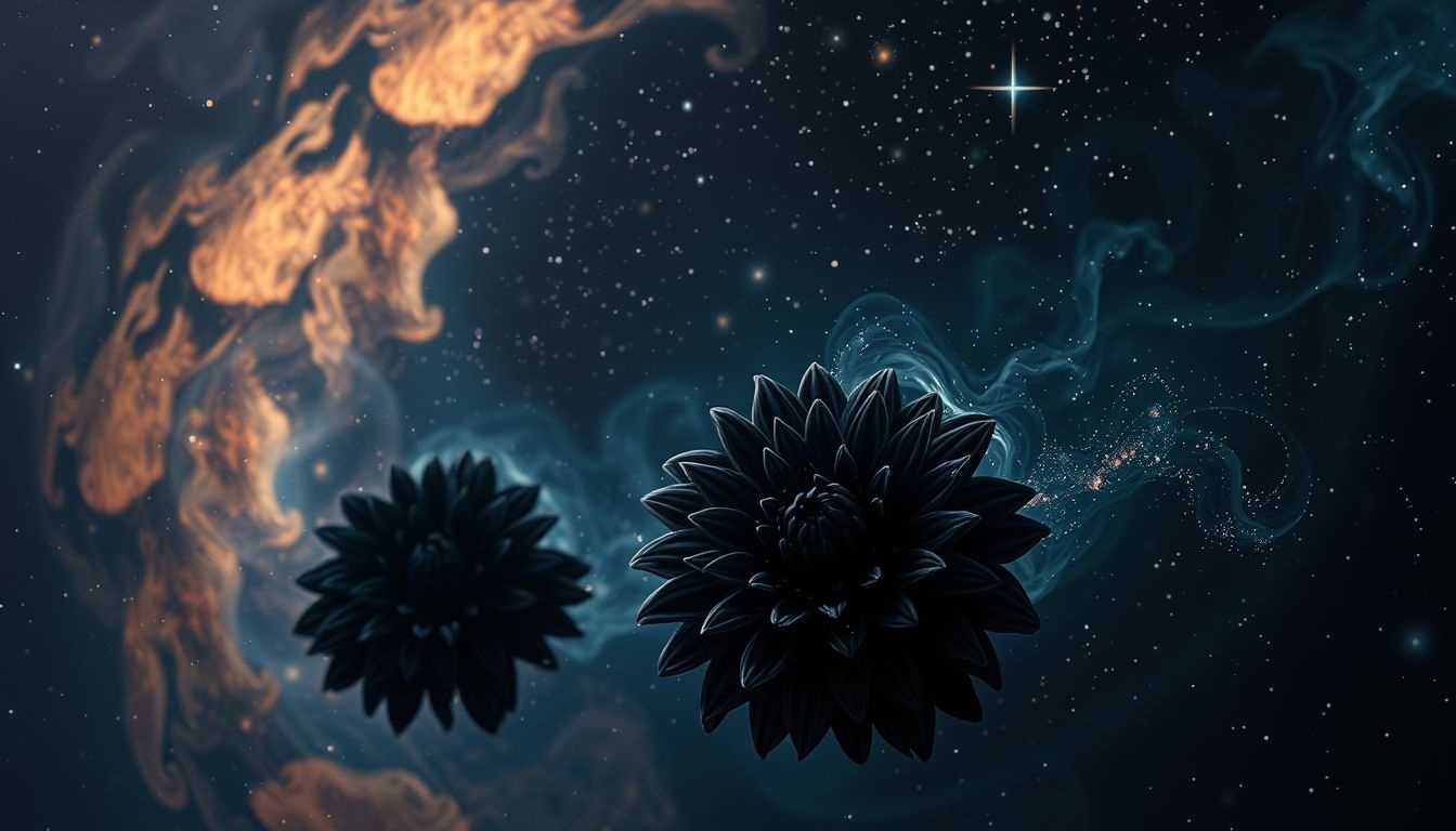 Rêver de dahlias noirs symbolise souvent une transformation mystérieuse intérieure.