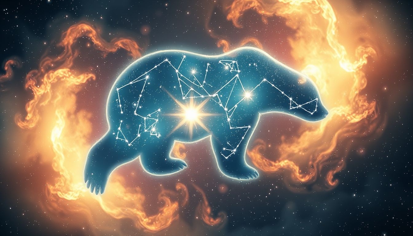 Rêver de l'Ourse Grande symbolise guidance et sagesse intérieure profonde.