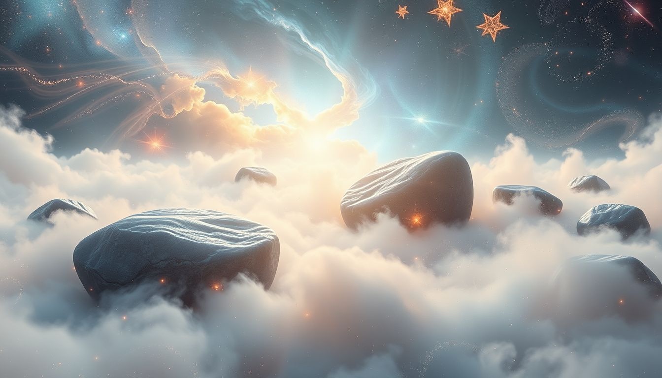 Rêver de rochers flottants symbolise l'équilibre entre force et légèreté.