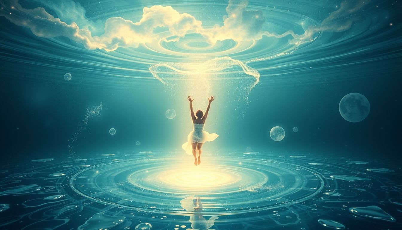 Sauter dans l'eau symbolise purification émotionnelle et nouveau départ.