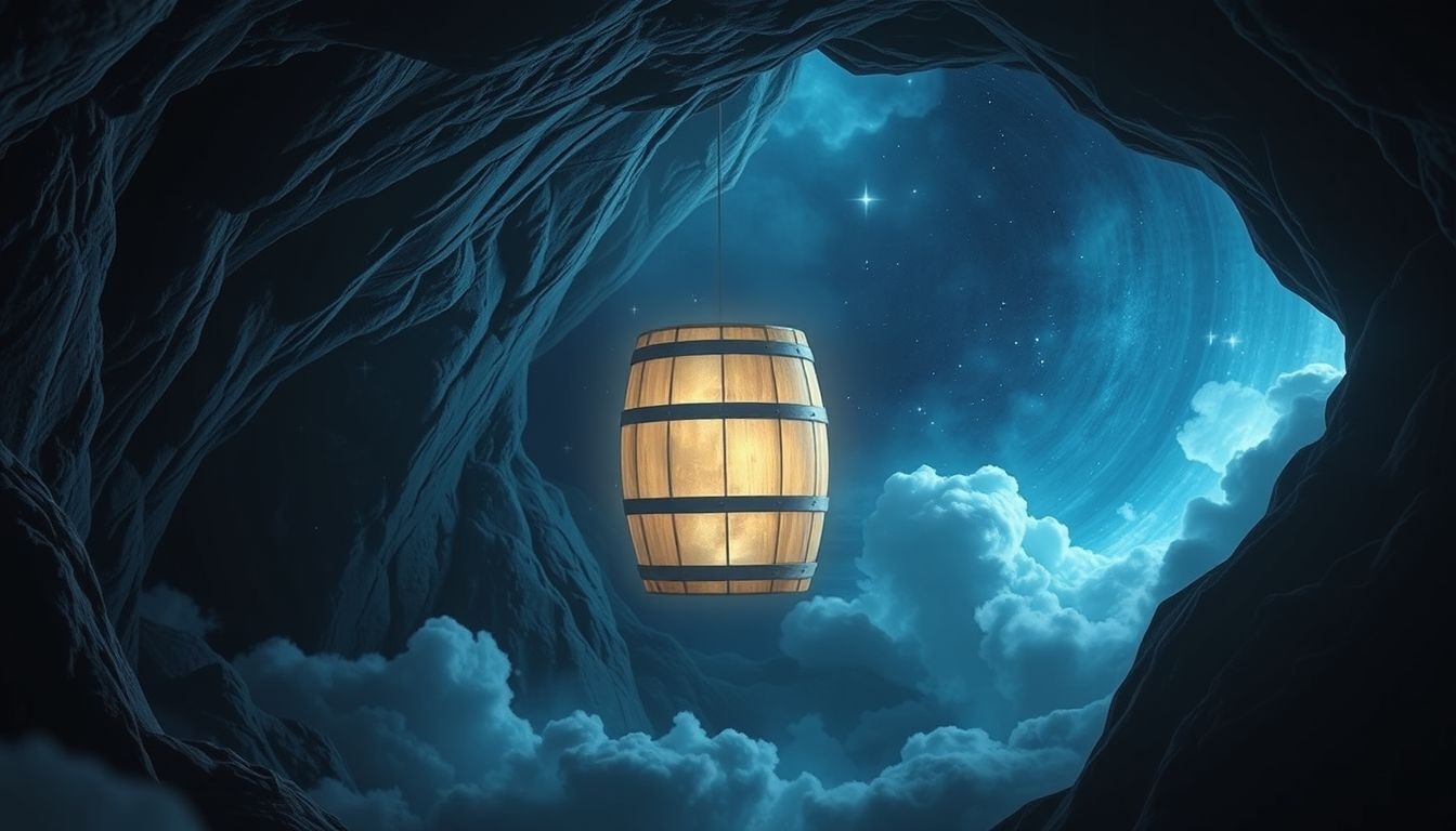 Le tonneau en cave symbolise des secrets enfouis et une introspection profonde.