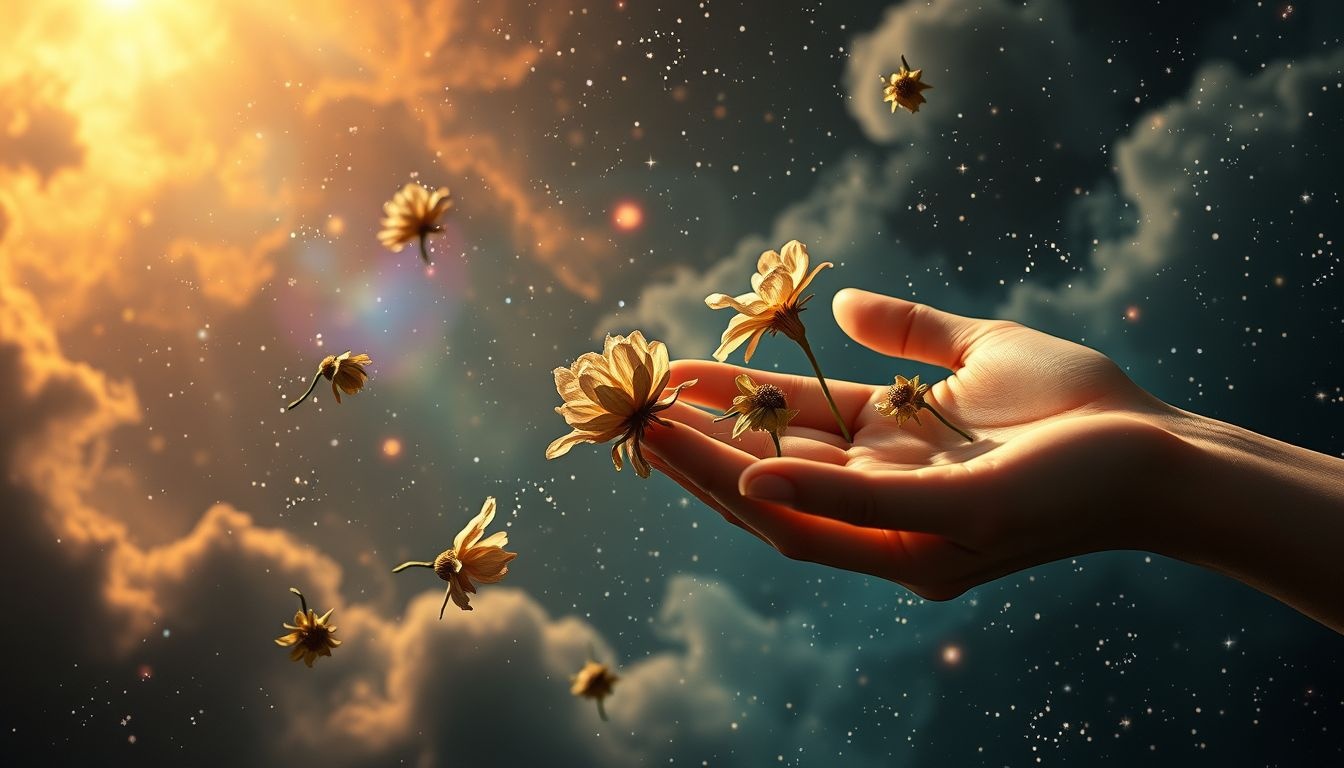 Vendre des fleurs fanées symbolise regrets et occasions perdues.