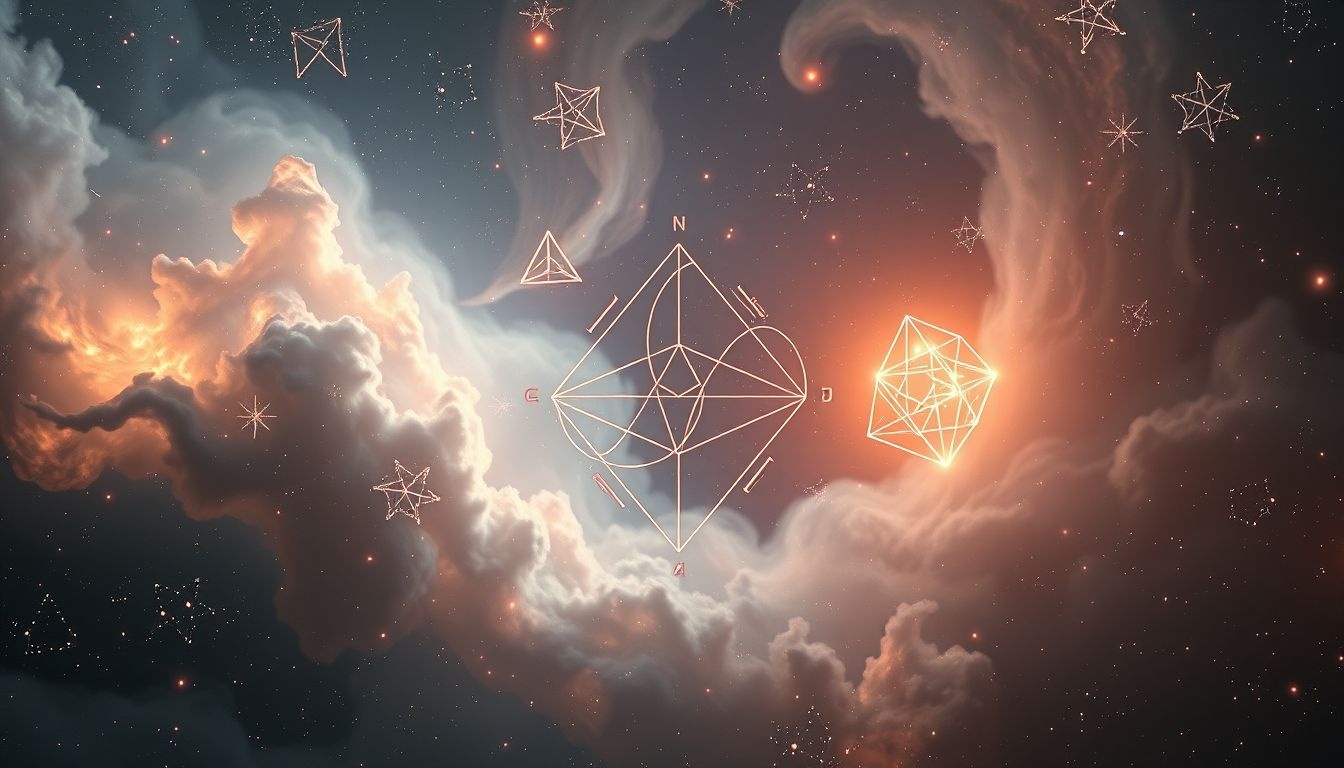 Les angles symbolisent la précision et la clarté du raisonnement mathématique.