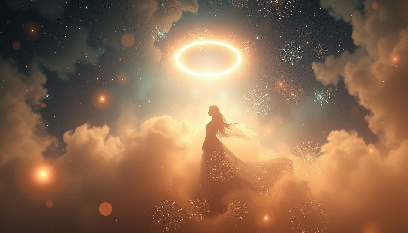 Un halo au-dessus d’un proche symbolise souvent sa protection divine.