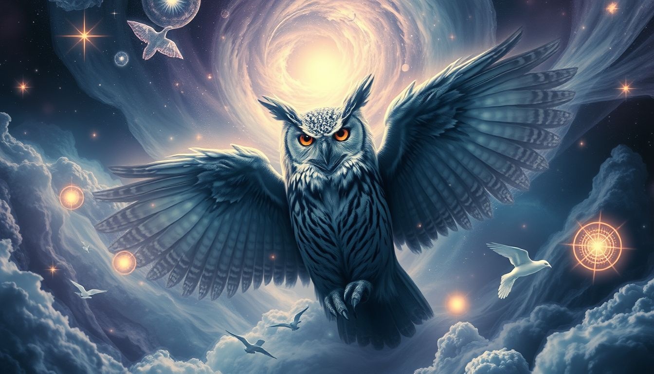 Le hibou grand-duc attaquant symbolise un avertissement puissant et mystérieux.