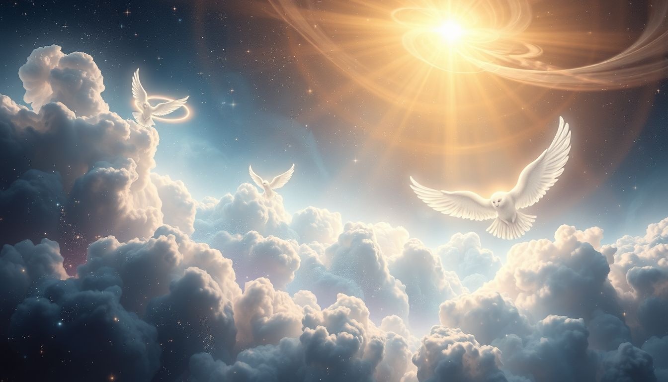 L'halo symbolise souvent une présence angélique protectrice et lumineuse.