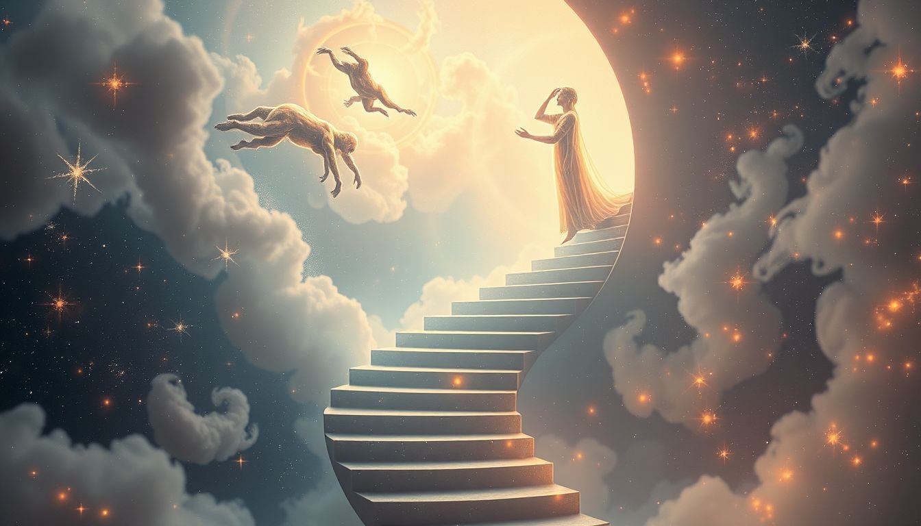 L'escalier de cave symbolise souvent le chemin vers l'inconscient et l'autorité intérieure.