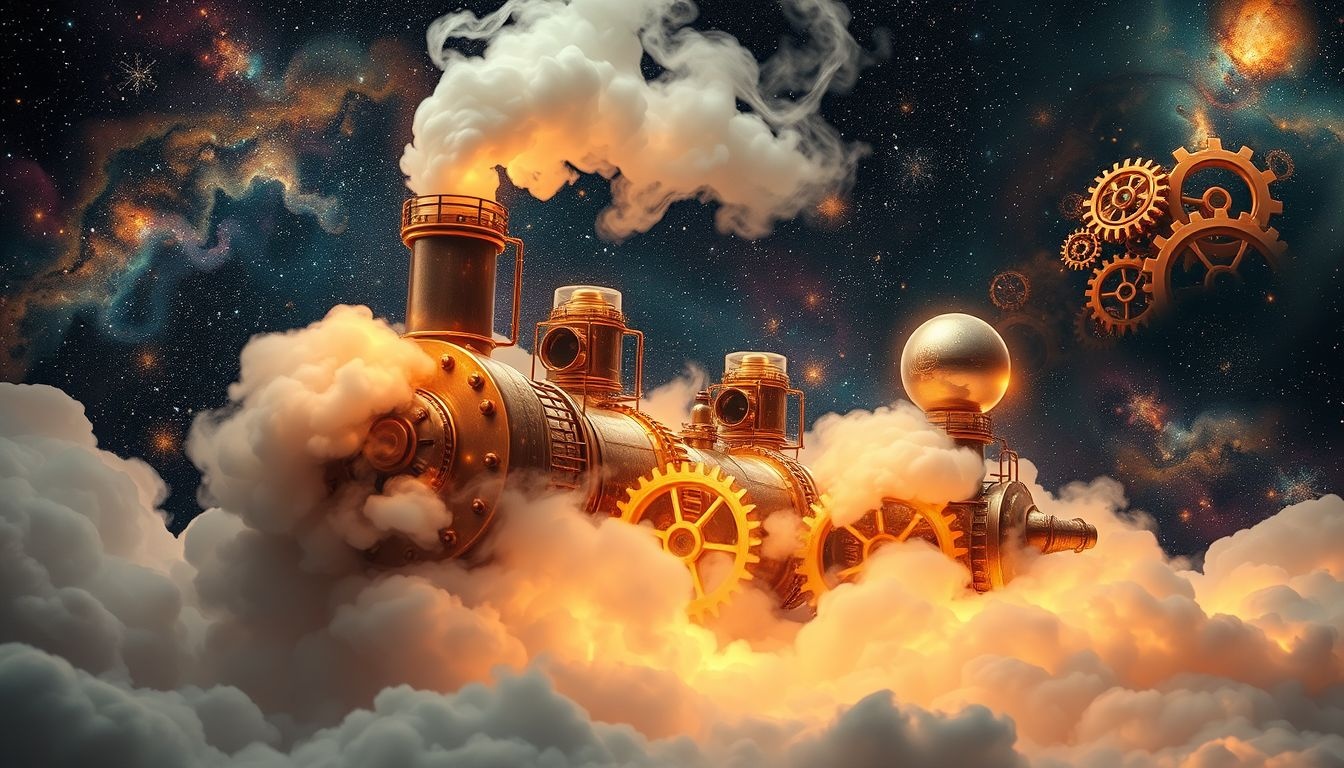 La machine à vapeur incarne la révolution industrielle et l'innovation.