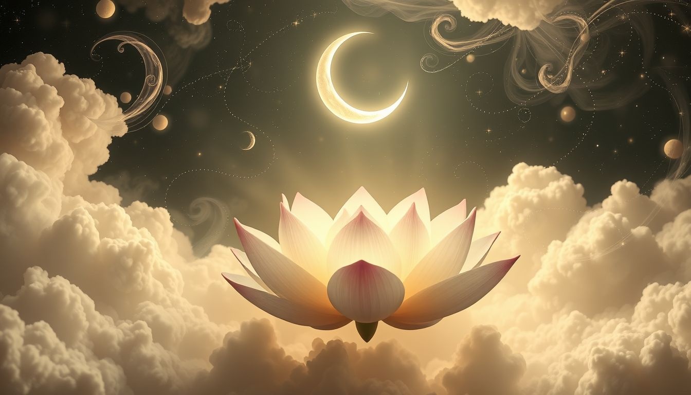 Le lotus symbolise l’intuition éclatant dans le mystère lunaire.