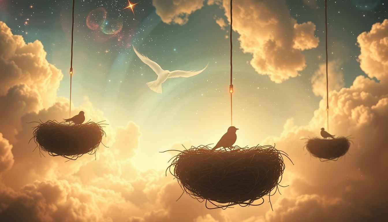 L'oiseau dans le nid symbolise souvent la protection et la sécurité.