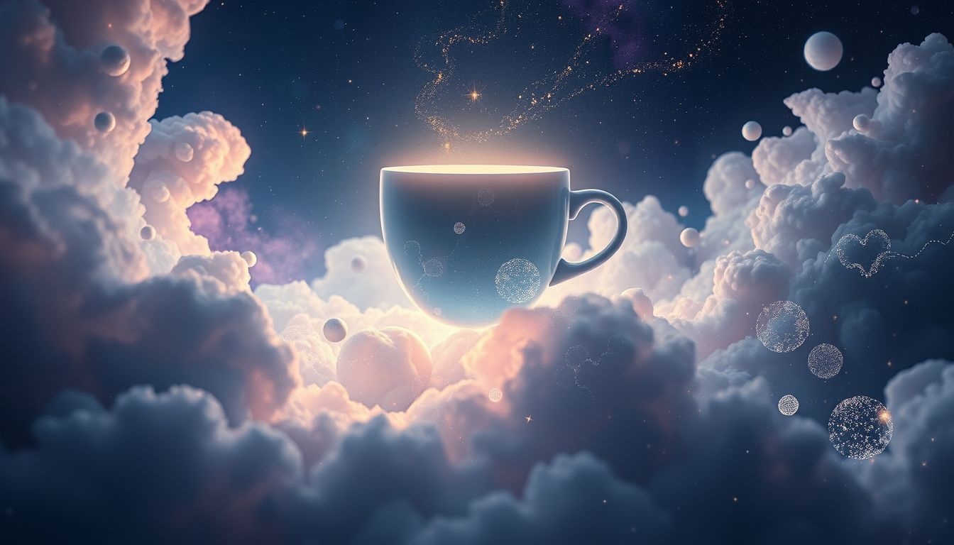 Rêver d'un café flottant révèle une quête spirituelle profonde inconsciente.