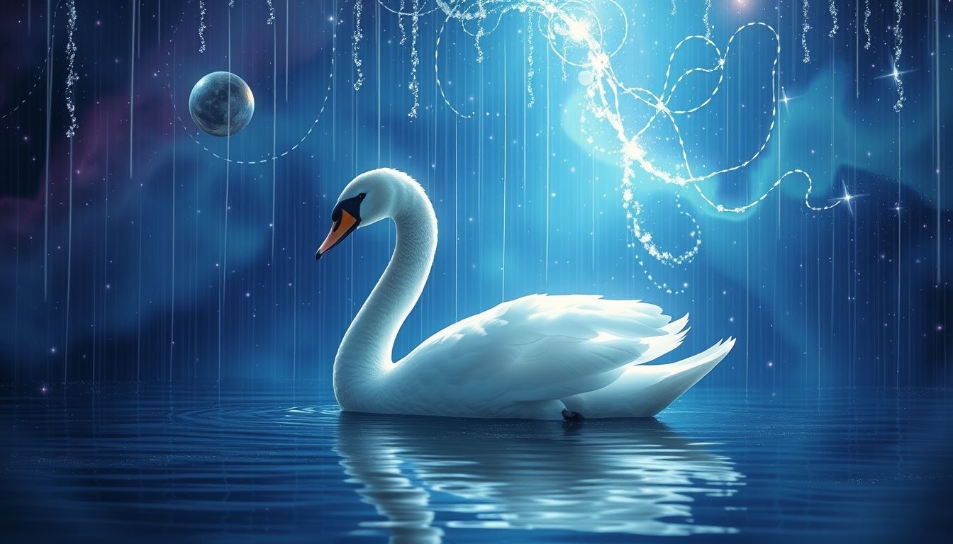 Rêver d’un cygne sous la pluie symbolise la renaissance émotionnelle profonde.