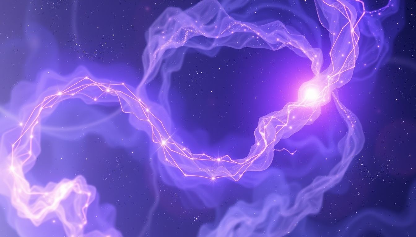 Le fil violet symbolise intuition profonde et transformation spirituelle.