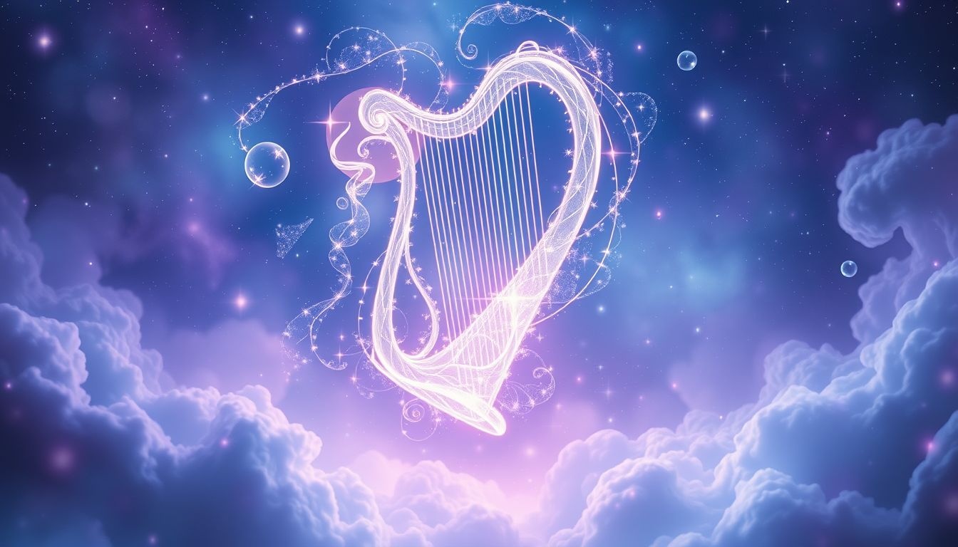 Rêver d'une harpe symbolise souvent paix intérieure et harmonie.