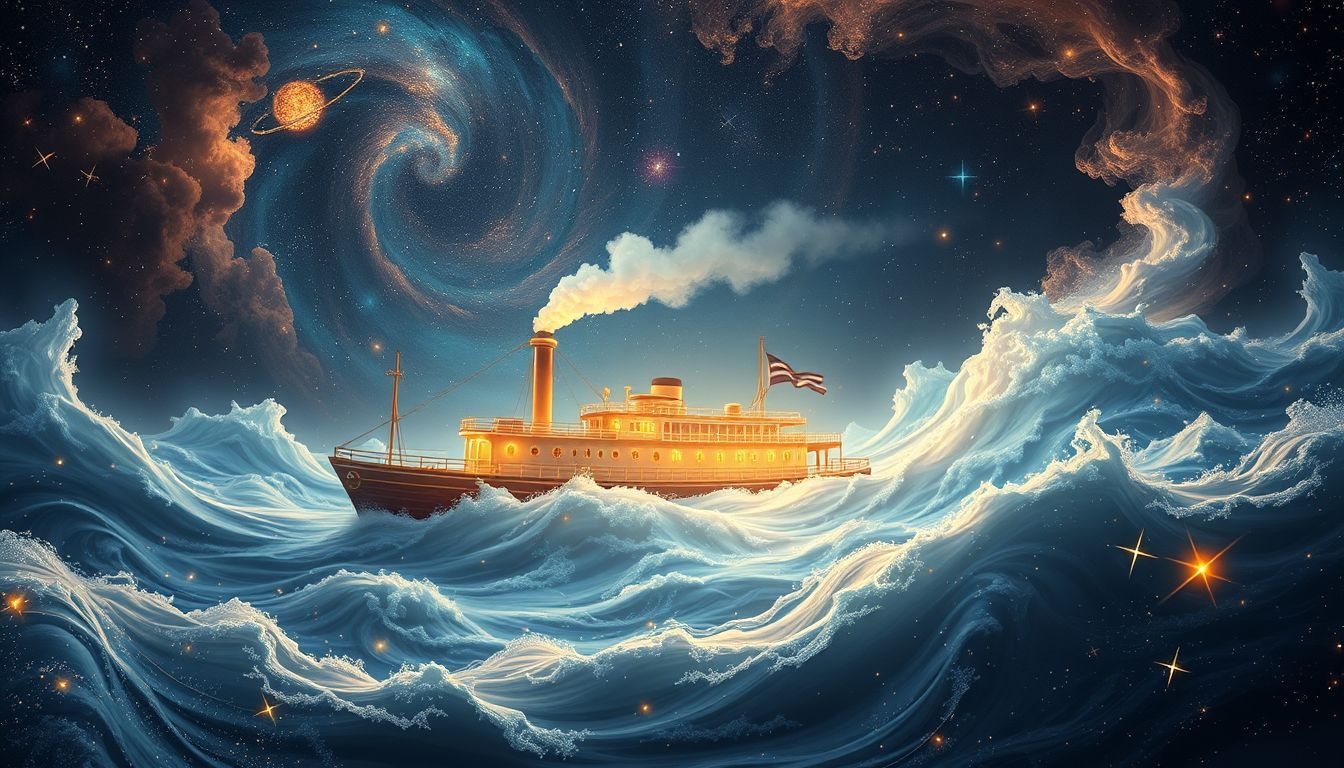 Rêver d’une machine à vapeur sur bateau symbolise voyage intérieur et liberté.