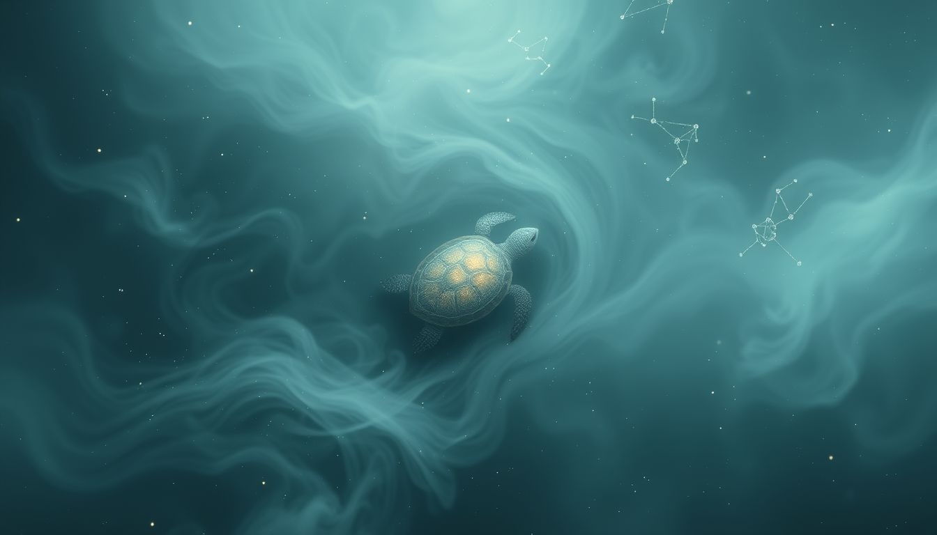 Rêver d’une tortue dans l’eau trouble symbolise l’incertitude intérieure.