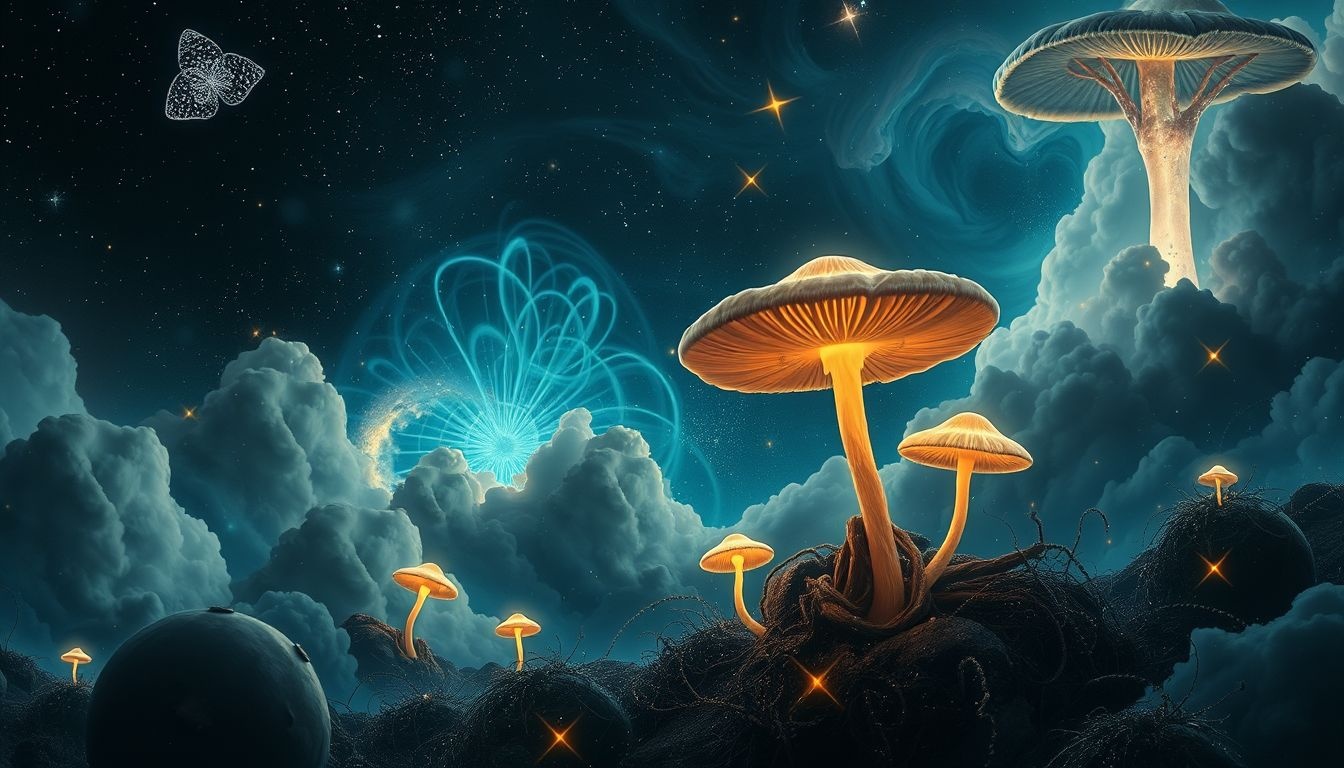 Rêver de champignons hallucinogènes symbolise une quête de conscience altérée.