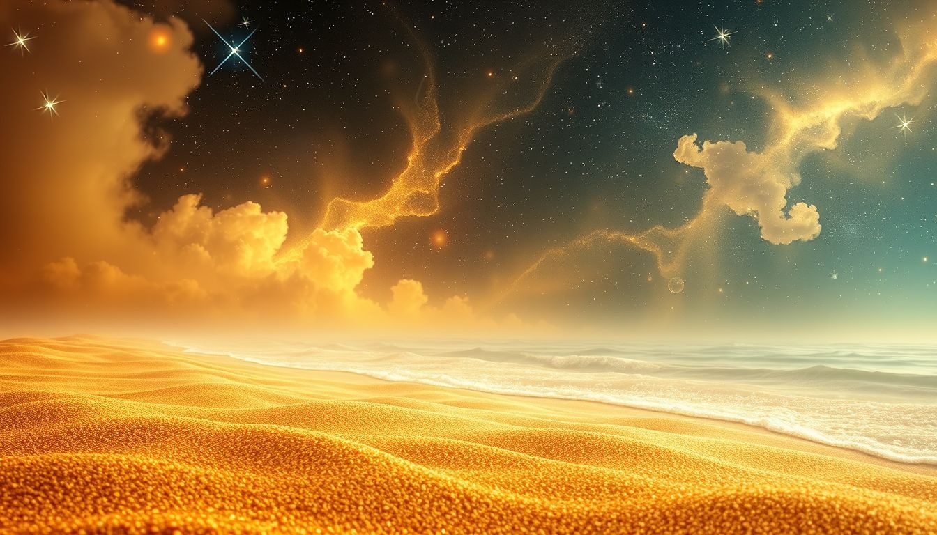 Rêver de sable doré symbolise richesse, bonheur et optimisme intense.