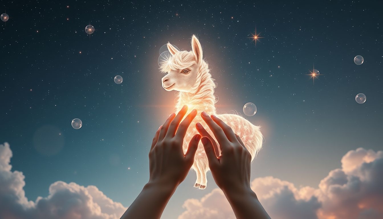 Rêver de caresser un lama symbolise une affection sincère et apaisante.