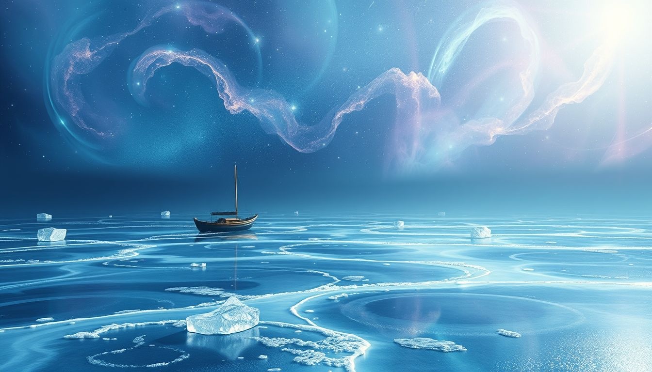 Rêver d’une petite embarcation sur un lac gelé symbolise l’immobilité émotionnelle.