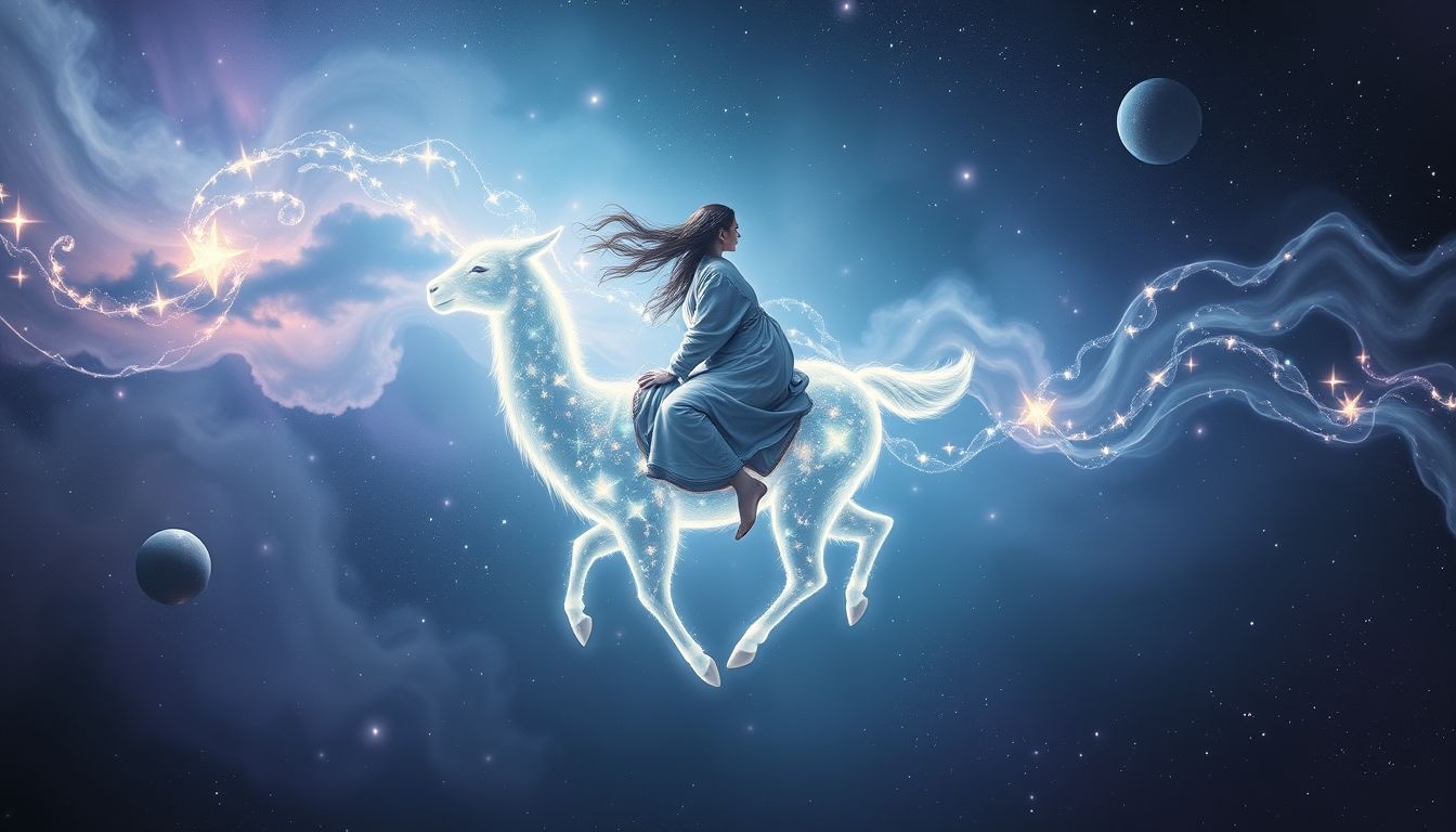 Rêver de monter un lama symbolise votre maîtrise personnelle et leadership.