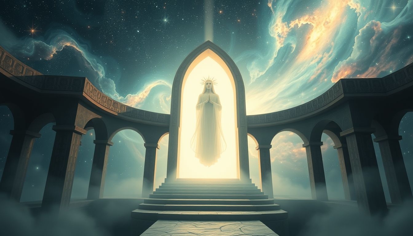 L'ancêtre en lieu sacré guide vers la quête spirituelle profonde.