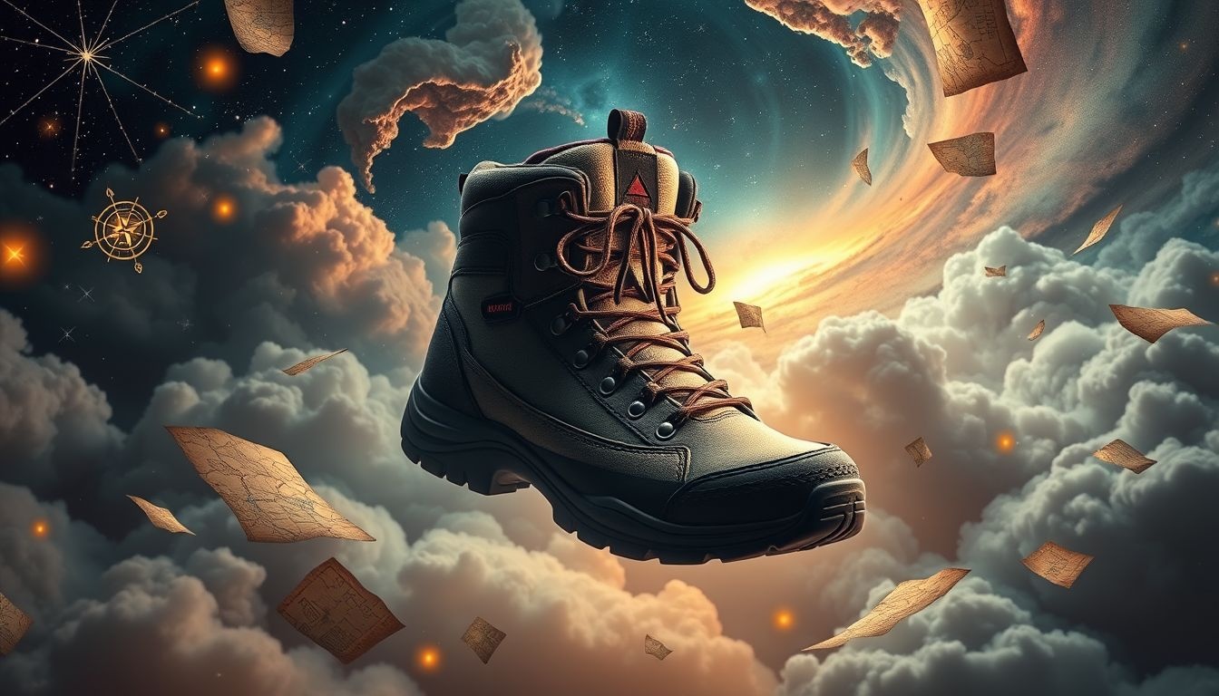 Les bottines de randonnée symbolisent un voyage intérieur vers la découverte.