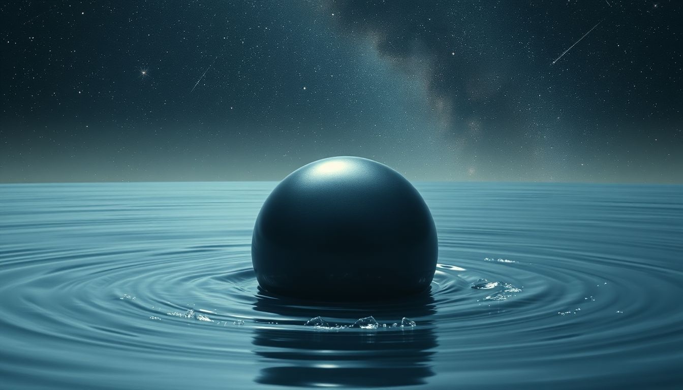 Une boule de plomb dans l'eau symbolise un poids émotionnel immergé.