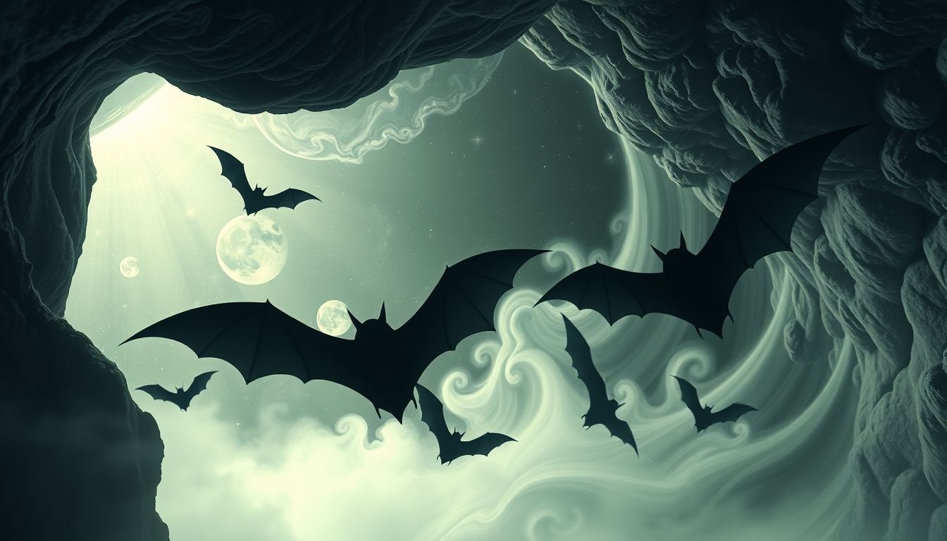 La chauve-souris en grotte symbolise l'exploration profonde de soi.