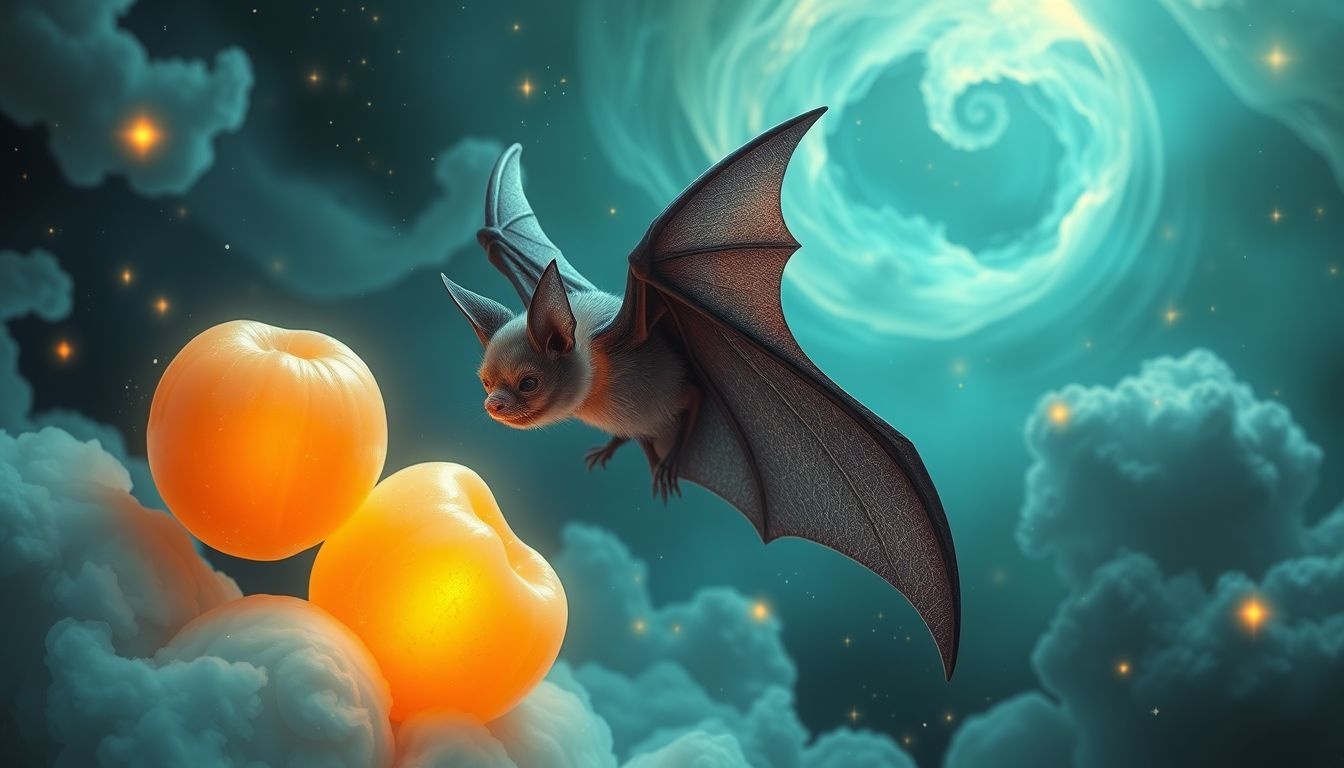La chauve-souris fruitée symbolise abondance et guidance spirituelle.