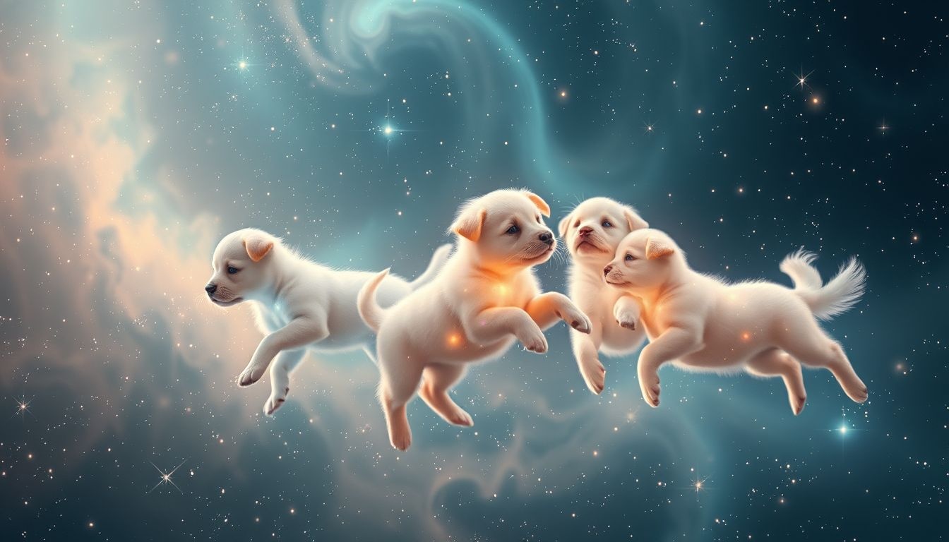 Les chiots aux couleurs mélangées symbolisent souvent harmonie et équilibre intérieur.