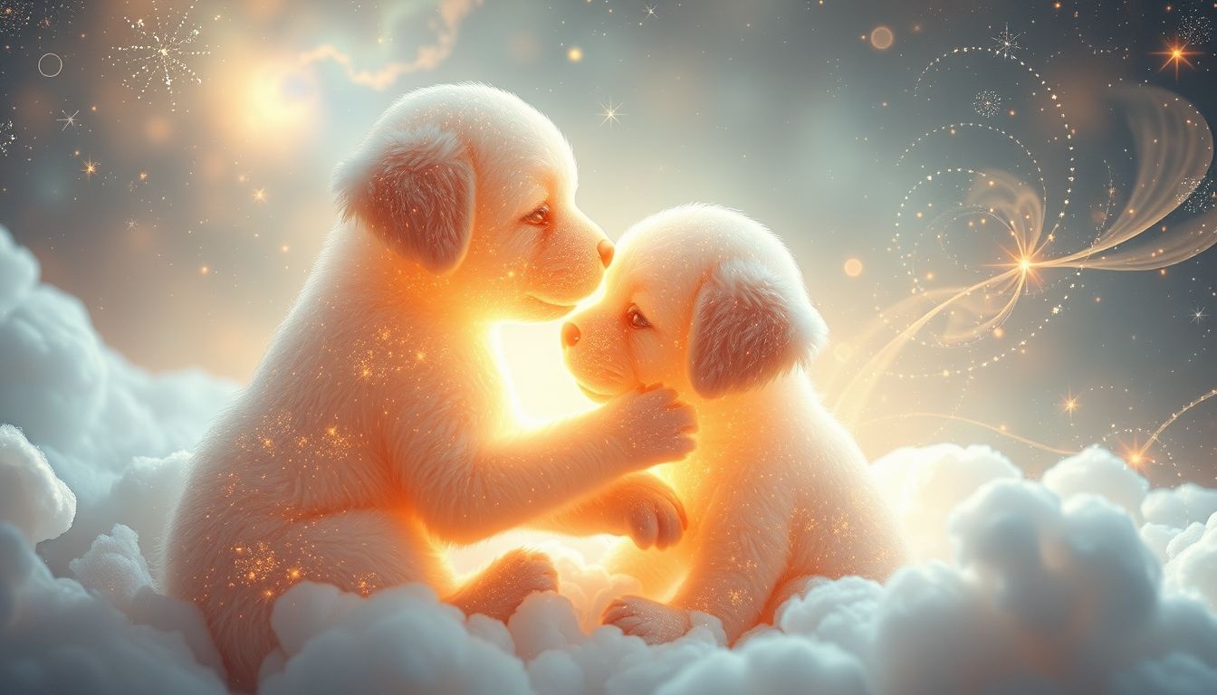 Les chiots qui lèchent symbolisent amour, réconfort et guérison intérieure.