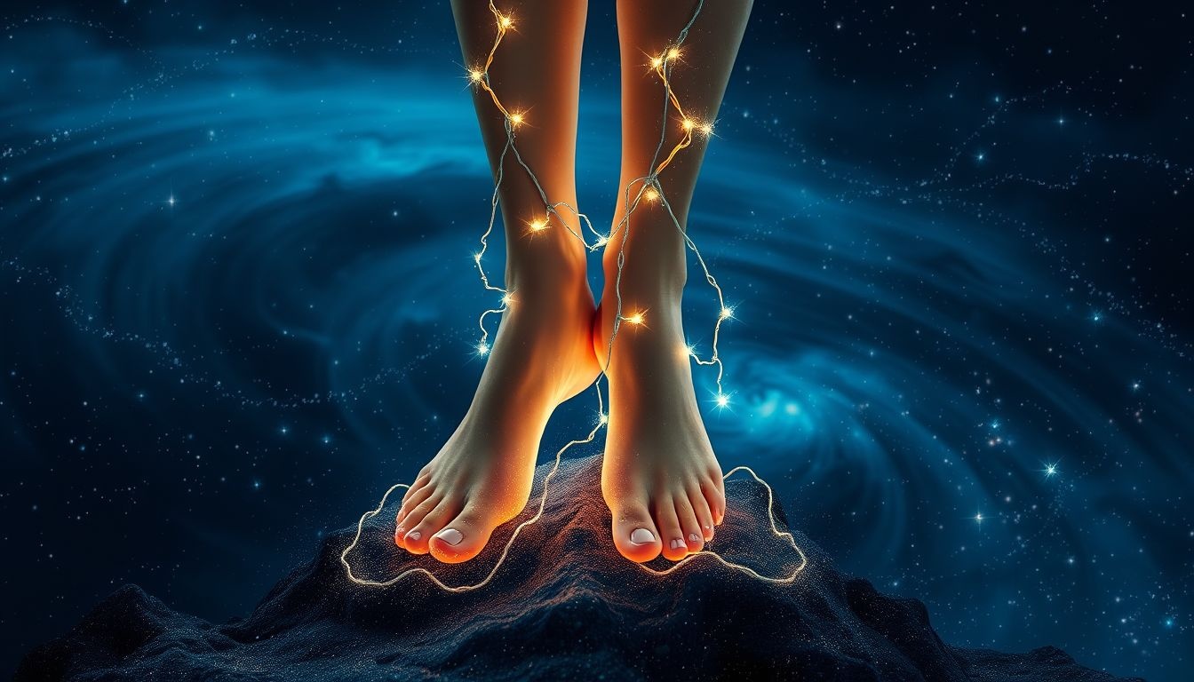 La douleur aux pieds symbolise souvent un enracinement profond à la réalité.