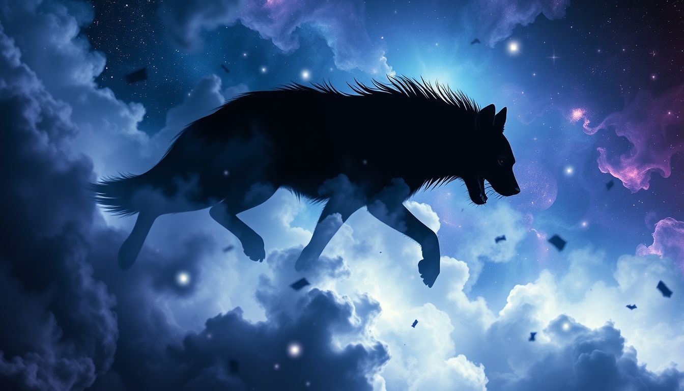 La hyène noire symbolise les peurs cachées et angoisses profondes.