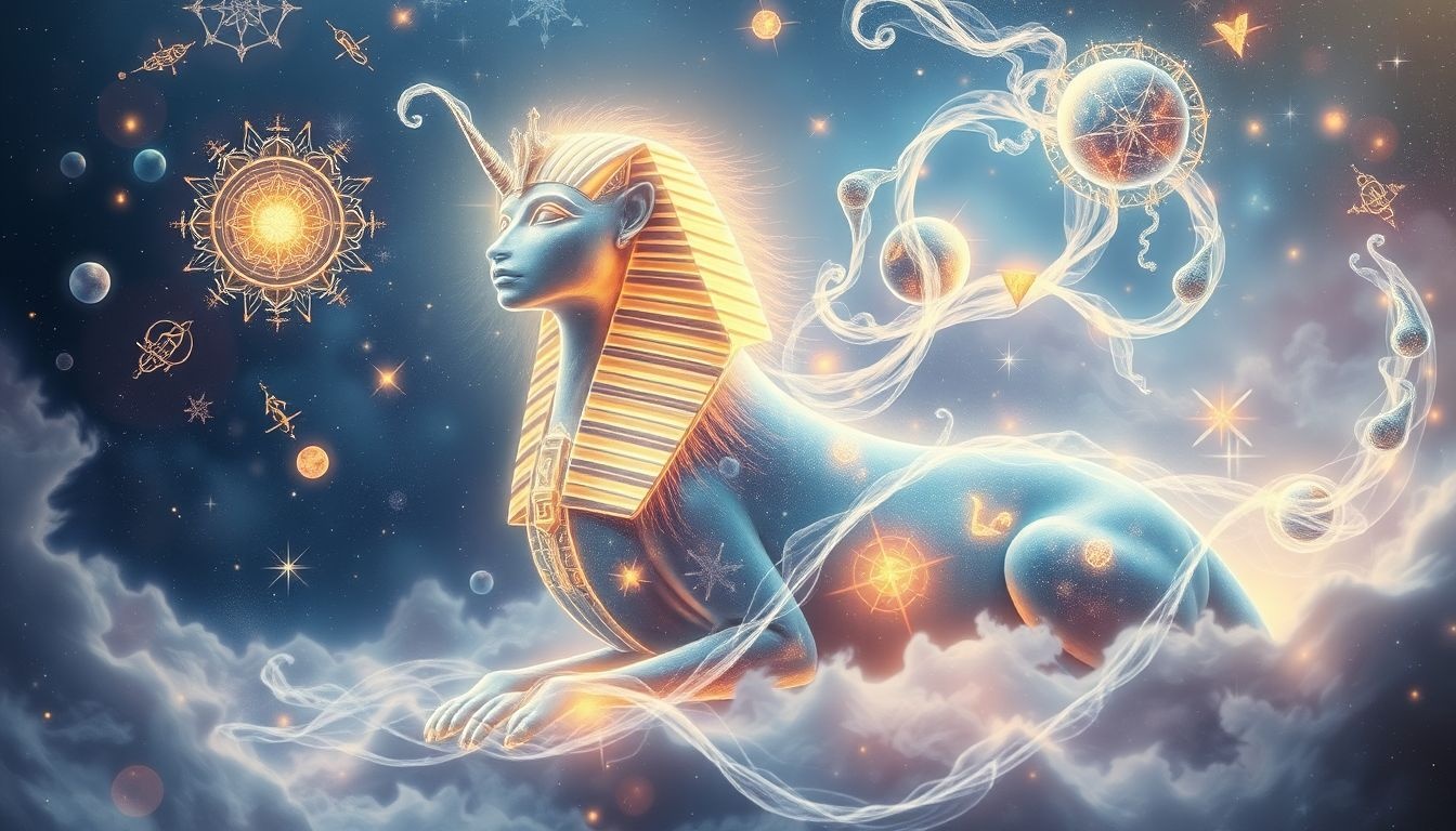Le sphinx symbolise les mystères cachés et la sagesse intérieure.