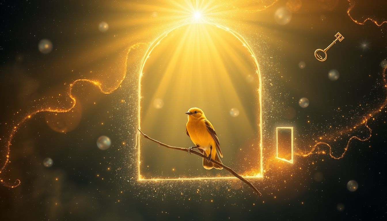 Un loriot à l'extérieur symbolise l'espoir et nouvelles opportunités.