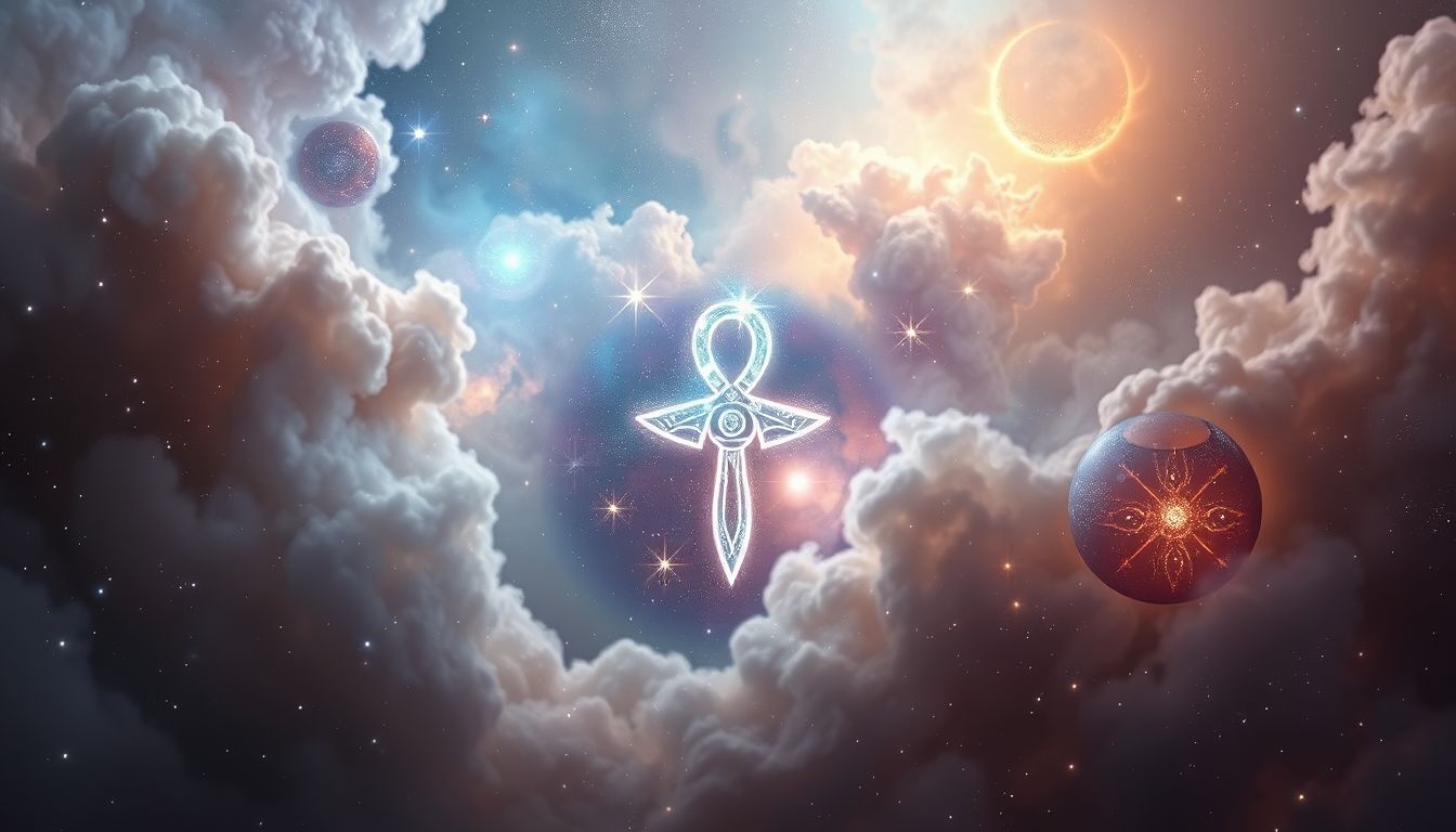 L'ankh et l'Œil d'Horus symbolisent protection et sagesse divine.