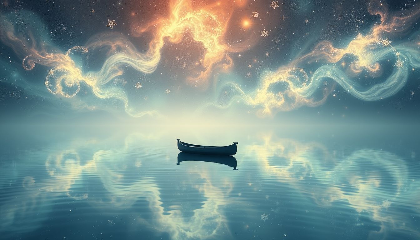 Rêver d’un canot sur un lac symbolise paix intérieure et introspection.